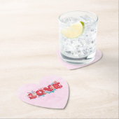 Red Love Text in Bold Block Letters Waterverf Kartonnen Onderzetters (Insitu)