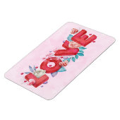 Red Love Text in Bold Block Letters Waterverf Magneet (Linkerzijde)