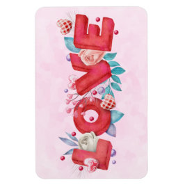 Red Love Text in Bold Block Letters Waterverf Magneet