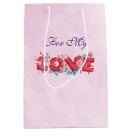 Red Love Text in Bold Block Letters Waterverf Medium Cadeauzakje