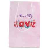 Red Love Text in Bold Block Letters Waterverf Medium Cadeauzakje (Achterkant)