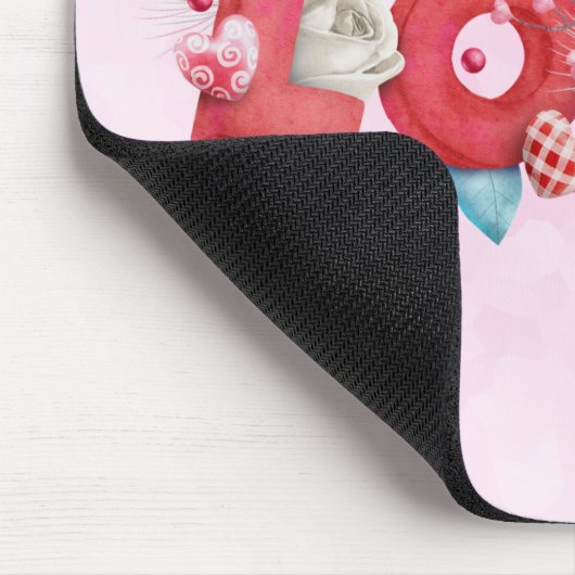 Red Love Text in Bold Block Letters Waterverf Muismat (Hoek)