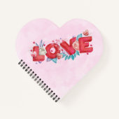 Red Love Text in Bold Block Letters Waterverf Notitieboek (Voorkant)