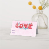Red Love Text in Bold Block Letters Waterverf Plaatskaartje (Voorkant)