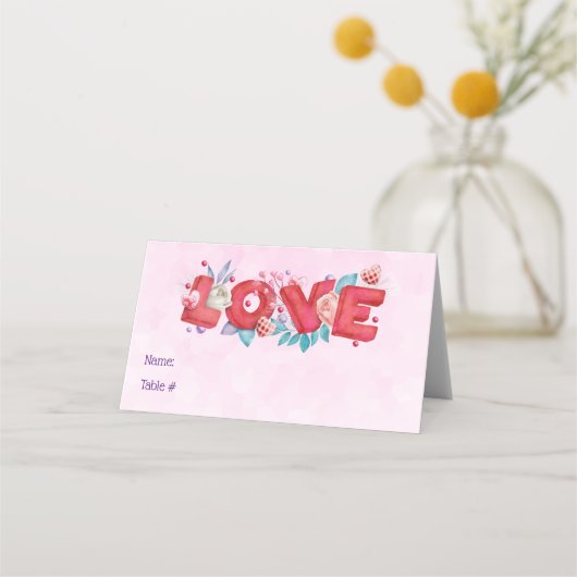 Red Love Text in Bold Block Letters Waterverf Plaatskaartje (Voorkant)