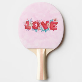 Red Love Text in Bold Block Letters Waterverf Tafeltennisbatje