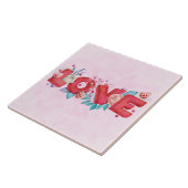 Red Love Text in Bold Block Letters Waterverf Tegeltje (Zijkant)