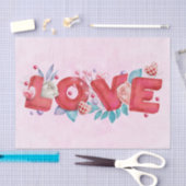 Red Love Text in Bold Block Letters Waterverf Tissuepapier (Craft)