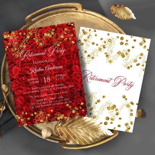 Red Love Turkey Roos Retirement Party Invitation Kaart