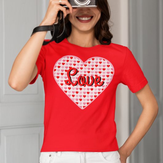 Red Love Valentijn Heart op Pink & Red Hearts T-shirt