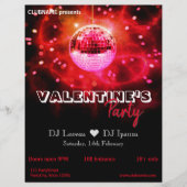 Red Love Valentine's Day Disco Ball Party Flyer (Voorkant)