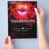 Red Love Valentine's Day Disco Ball Party Flyer (Hand)