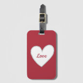 Red Love White Heart Bagagelabel (Voorkant (verticaal))