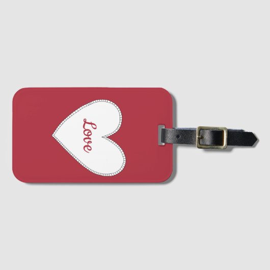 Red Love White Heart Bagagelabel (Voorkant (horizontaal))