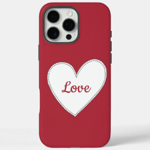 Red Love White Heart iPhone 16 Pro Max Hoesje