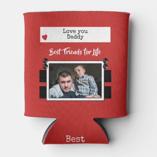 Red Love you papa beste vrienden foto Blikjeskoeler (Voorkant)