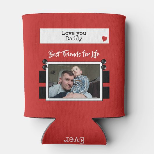 Red Love you papa beste vrienden foto Blikjeskoeler (Achterkant)