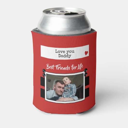 Red Love you papa beste vrienden foto Blikjeskoeler (Blikje Achterkant)