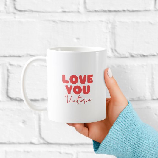 Red Love You Personalised Mug for Girlfriend Koffiemok