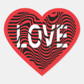 Red LOVE zwart wit gestreept hart modern Hart Sticker (Voorkant)