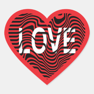 Red LOVE zwart wit gestreept hart modern Sticker