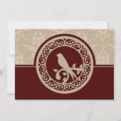 Red Lovebird Damask Wedding Invitation Kaart (Achterkant)