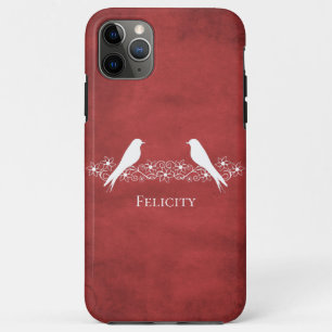 Red Lovebird Floral Vine iPhone Case