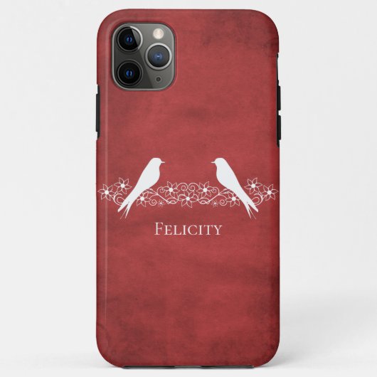 Red Lovebird Floral Vine iPhone Case (Achterkant)