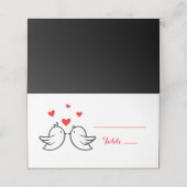 Red Lovebirds Hearts Escort Kaart - Huwelijksfeest Plaatskaartje (Buitenkant ongevouwen)