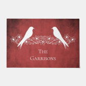 Red Lovevogels Floral Vine Persoonlijke Doormat Deurmat (Voorkant)