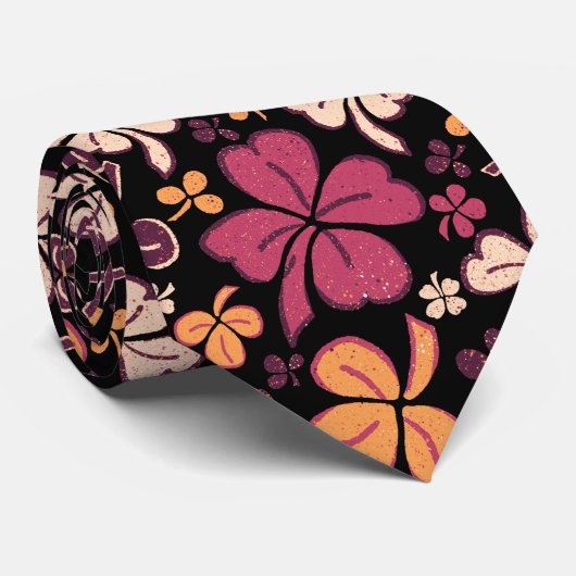 Red Lucky Clover 4 biedt Shamrock Pattern Stropdas (Opgerold)