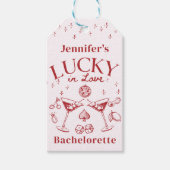 Red Lucky In Liefde Cocktail Bachelorette Party Cadeaulabel (Voorkant)