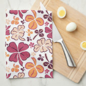 Red Lucky Shamrock Clover St. Patrick's Day Kitche Theedoek (Quarter Fold)