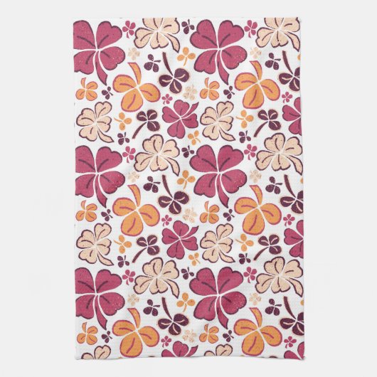 Red Lucky Shamrock Clover St. Patrick's Day Kitche Theedoek (Verticaal)