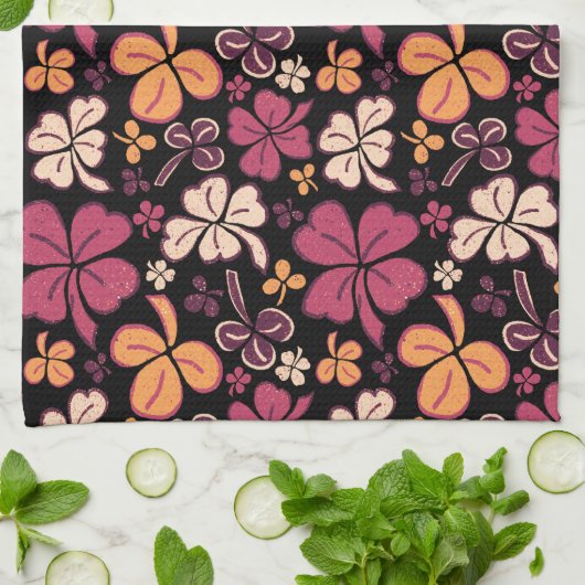 Red Lucky Shamrock Clover St. Patrick's Day Theedoek (Gevouwen)