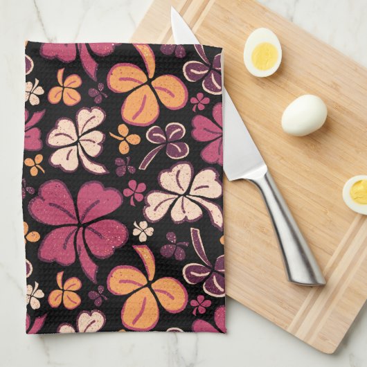 Red Lucky Shamrock Clover St. Patrick's Day Theedoek (Quarter Fold)