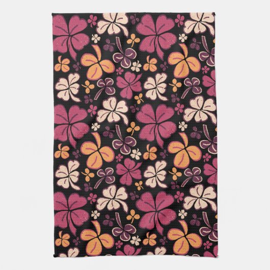 Red Lucky Shamrock Clover St. Patrick's Day Theedoek (Verticaal)