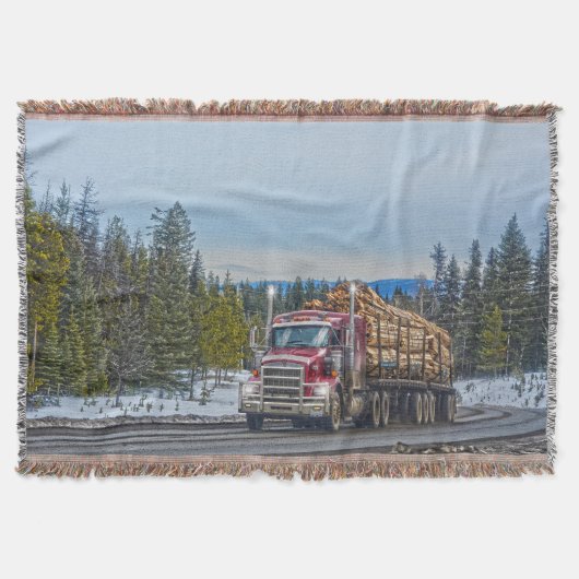 Red Lumber Delivery Truck and Highway Art Deken (Voorkant)