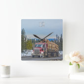 Red Lumber Truck Hardware Store Delivery Art Vierkante Klok (Huis)