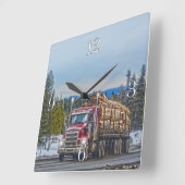 Red Lumber Truck Hardware Store Delivery Art Vierkante Klok (Hoek)