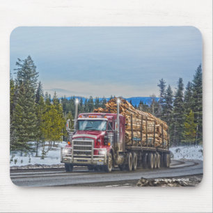Red Lumber Truck Highway Driving Art Mousepad Muismat