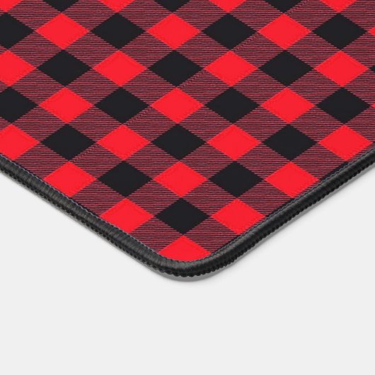Red Lumberjack Buffel Plaid en Burlap Monogram Bureaumat (Hoek)