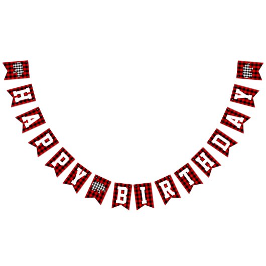 Red Lumberjack Pset Beer Happy Birthday Party Vlaggetjes (Alle)