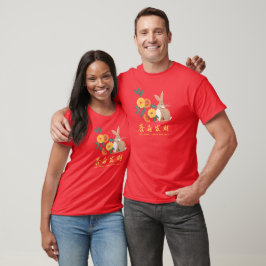 Red Lunar nieuwjaar van de konijnenvakantie T-Shir T-shirt