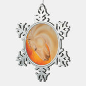 Red Lusitano Horse equine art. Tin Sneeuwvlok Ornament (Rechts)