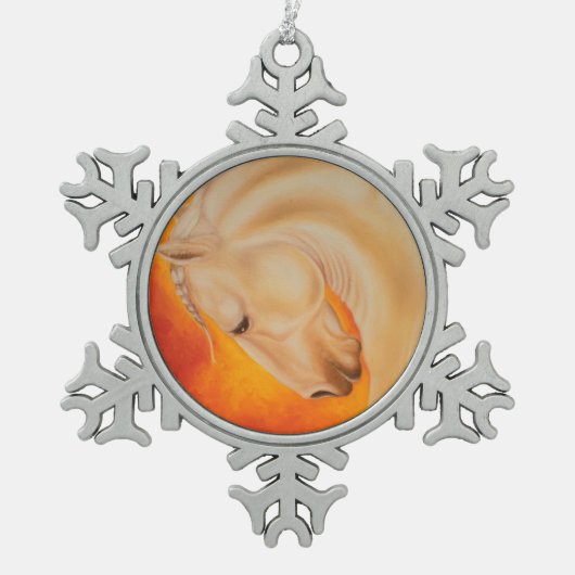 Red Lusitano Horse equine art. Tin Sneeuwvlok Ornament (Voorkant)