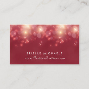 Red Luxe Bokeh Sparkle Elegant Boutique Visitekaartje