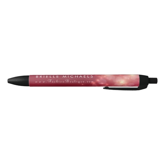 Red Luxe Bokeh Sparkle Elegant Boutique Zwarte Inkt Pen (Bodem)