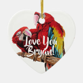Red Macaw Art Love You Mans Name Decoration Keramisch Ornament