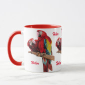 Red Macaw Parrot Damas de Waterverf Mok (Links)